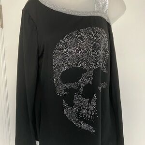 Black Skull Embellished Women's Top